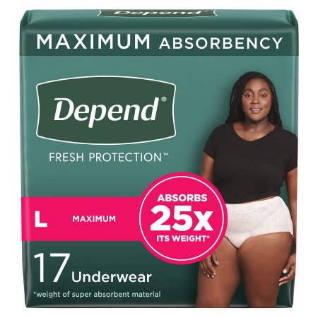 Kimberly Clark Female Adult Absorbent Underwear Depend® FIT-FLEX® Pull On with Tear Away Seams Large Disposable Heavy Absorbency - Pack of 17 - 48124-PK