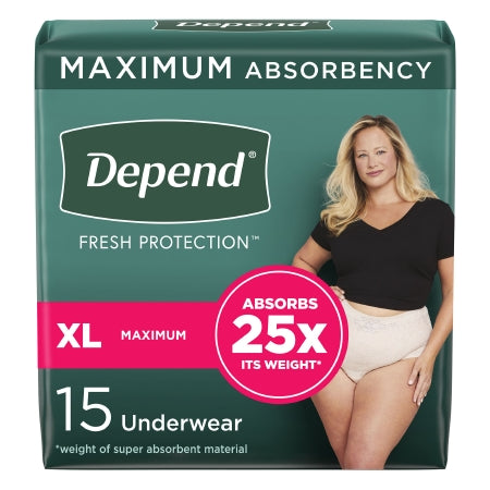 Kimberly Clark Female Adult Absorbent Underwear Depend® FIT-FLEX® Pull On with Tear Away Seams X-Large Disposable Heavy Absorbency - Pack of 15 - 43586-PK