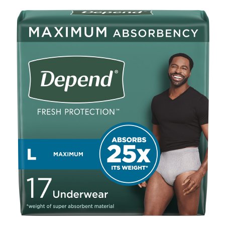 Kimberly Clark Male Adult Absorbent Underwear Depend® FIT-FLEX® Pull On with Tear Away Seams Large Disposable Heavy Absorbency - Pack of 17 - 47926-PK
