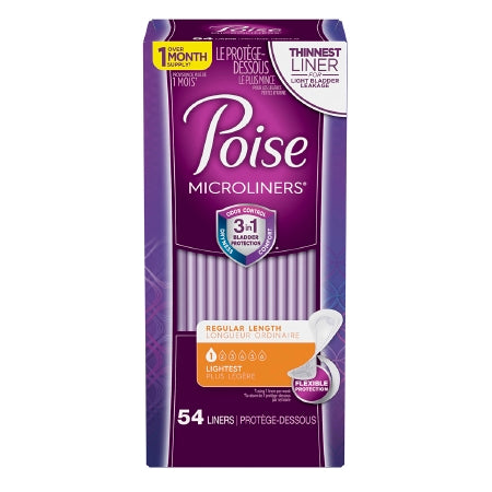 Kimberly Clark Bladder Control Pad Poise® Microliners 5.9 Inch Length Light Absorbency Sodium Polyacrylate Core One Size Fits Most - Case of 324 - 48294-CS