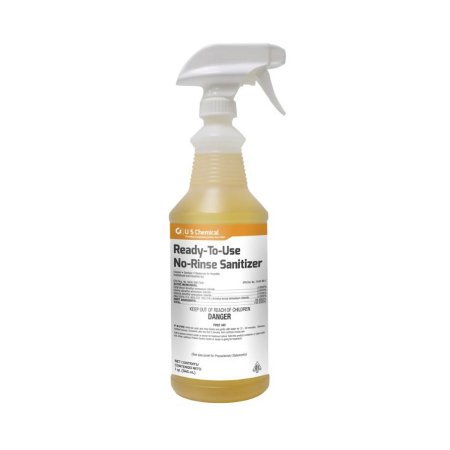 US Chemical RTU No-Rinse Sanitizer™ Surface Disinfectant Quaternary Based Pump Spray Liquid 32 oz. Bottle Unscented NonSterile - Case of 6 - 077418.-CS