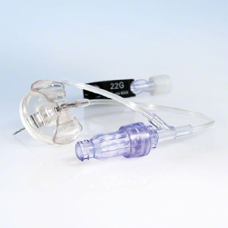 B. Braun Huber Needle Infusion Set Surecan™ Safety II 22 Gauge 4/5 Inch 8 Inch Tubing Caresite Needleless Port, Y-site Injection Port - Case of 100 - 4447055-02-CS