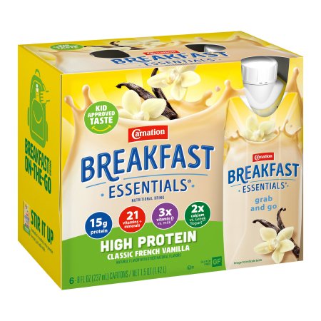 Nestle Healthcare Nutrition Oral Supplement Carnation Breakfast Essentials® High Protein French Vanilla Flavor Liquid 8 oz. Bottle - Pack of 6 - 12269922-PK