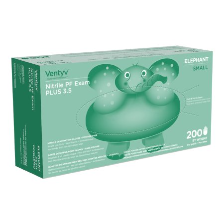Ventyv Exam Glove Ventyv™ Plus 3.5 ELEPHANT Small NonSterile Nitrile Standard Cuff Length Textured Fingertips Violet Chemo Tested - Case of 2000 - 10334101-CS