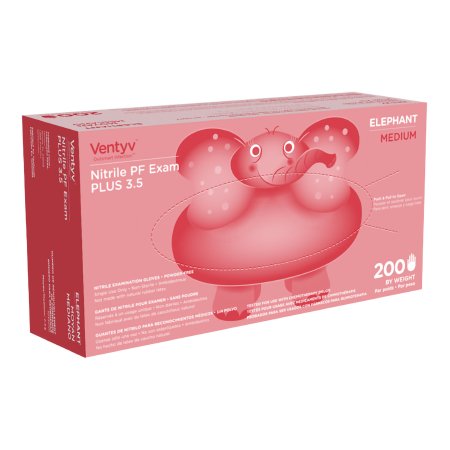 Ventyv Exam Glove Ventyv™ Plus 3.5 ELEPHANT Medium NonSterile Nitrile Standard Cuff Length Textured Fingertips Violet Chemo Tested - Case of 2000 - 10335101-CS