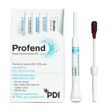 Professional Disposables Impregnated Nasal Swabstick Kit Profend® Povidone-Iodine NonSterile 4 per Pack - Box of 12 - X12048-BX
