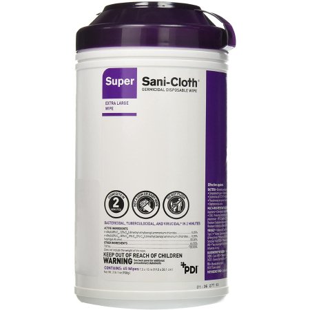 Cancer Diagnostics Super Sani-Cloth® Surface Disinfectant Premoistened Alcohol Based Manual Pull Wipe 65 Count Canister Alcohol Scent NonSterile - Case of 6 - SCS065-CS-CS