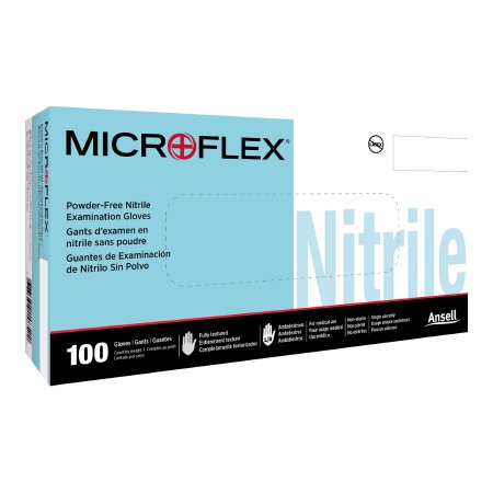 Microflex Medical Exam Glove MICROFLEX® N85 Large NonSterile Nitrile Standard Cuff Length Fully Textured Light Blue Not Rated - Case of 1000 - N853-CS