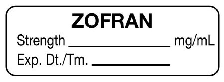 United Ad Label Drug Label UAL™ Anesthesia Label Zofran Strength_mg/mL Exp Dt Tm_ White 1/2 X 1-1/2 Inch - Roll of 1 - ULAL057-RL