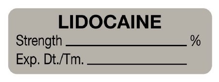 United Ad Label Drug Label UAL™ Anesthesia Label Lidocaine Strength_% Exp dt Tm_ Gray 1/2 X 1-1/2 Inch - Roll of 1 - ULAL075-RL