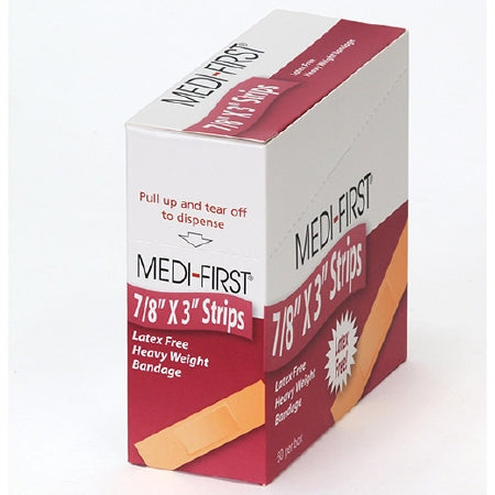 Medique Products Adhesive Strip Medi-First® 7/8 X 3 Inch Fabric Rectangle Tan Sterile - Case of 2000 - 61450-CS