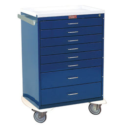 Harloff Anesthesia Cart Steel 22 X 32 X 42.5 Inch Navy (6) 3 Inch, (2) 6 Inch Drawers, 17 X 23 Inch Internal Drawer - Each - 6610-EA