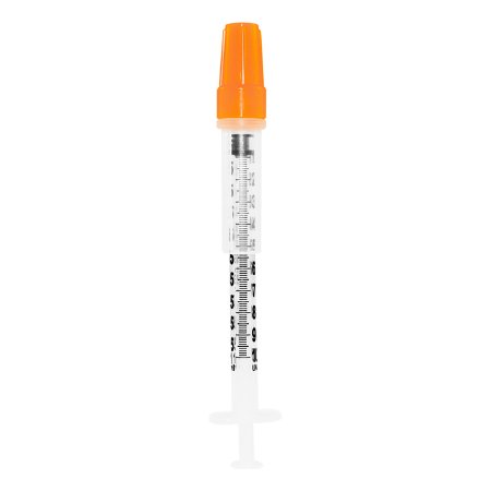 Sol-Millennium Medical Safety Insulin Syringe with Needle SOL-GUARD™ 1 mL 5/16 Inch 31 Gauge Sliding Safety Needle Regular Wall - Box of 100 - 200091SG-BX