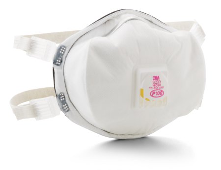 3M Particulate Respirator Mask 3M™ Industrial P100 with Valve Cup Adjustable Head Strap One Size Fits Most White NonSterile Not Rated Adult - Case of 20 - 8293-CS