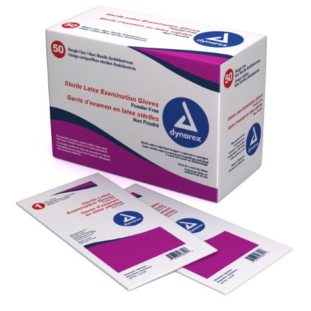 Dynarex Exam Glove Dynarex Small Sterile Pair Latex Standard Cuff Length Smooth Ivory Not Rated - Case of 400 - 2451-CS
