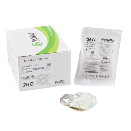 KORU Medical Systems Sub-Q Infusion Set HIgH-Flo™5 5 X 26 Gauge 12 mm 20 Inch Tubing Without Port - Box of 10 - RMS52612-BX