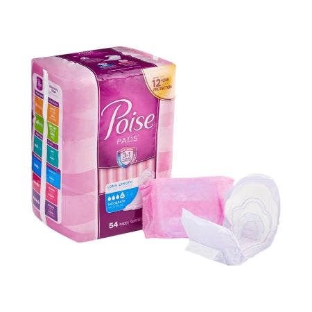 Kimberly Clark Bladder Control Pad Poise® 12.20 Inch Length Moderate Absorbency Sodium Polyacrylate Core One Size Fits Most - Pack of 54 - 39299-PK