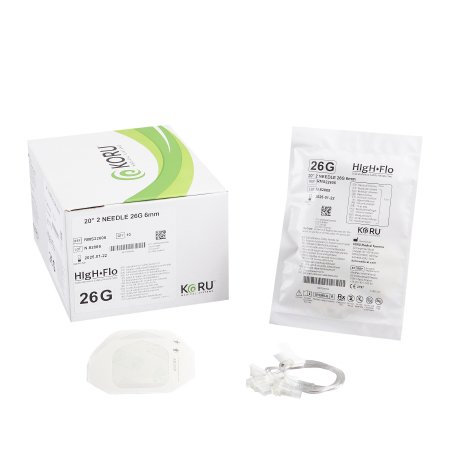 KORU Medical Systems Sub-Q Infusion Set HIgH-Flo™2 2 X 26 Gauge 6 mm 20 Inch Tubing Without Port - Box of 10 - RMS22606-BX