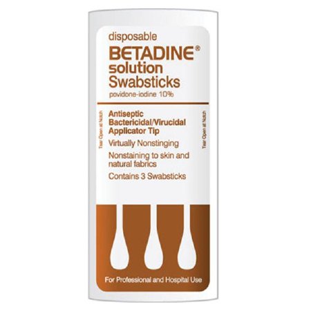 Emerson Healthcare Impregnated Swabstick Betadine® 10% Strength Povidone-Iodine Individual Packet NonSterile - Pack of 1 - BSWS3S-PK
