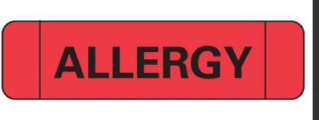 Precision Dynamics Pre-Printed Label Ident-Alert™ Allergy Alert Red Paper Allergy Black Alert Label 3/8 X 1-1/2 Inch - Roll of 1 - N-3500-RL