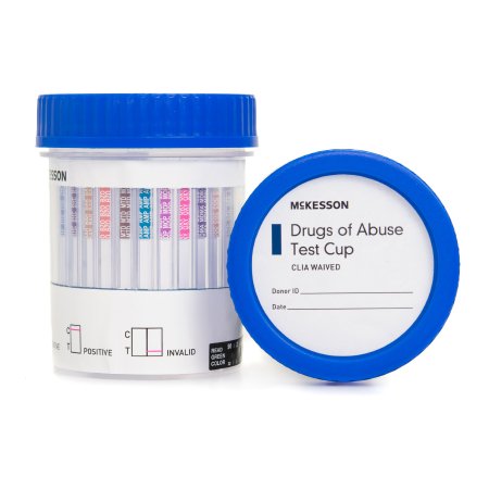 McKesson Drugs of Abuse Test Kit McKesson 12-Drug Panel with Adulterants AMP, BAR, BUP, BZO, COC, mAMP/MET, MDMA, MOP300, MTD, OXY, PCP, THC (OX, pH, SG) Urine Sample 25 Tests CLIA Waived - Case of 100 - 16-6125A3-CS
