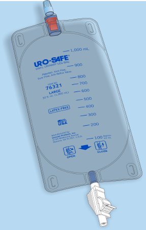 Urocare Products Urinary Leg Bag Uro-Safe® Anti-Reflux Valve Sterile 950 mL Vinyl - Case of 12 - 7632112-CS