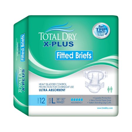 Secure Personal Care Products Unisex Adult Incontinence Brief Total Dry™ X-Plus Medium Disposable Heavy Absorbency - Bag of 12 - SPC97033-BG