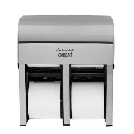 Georgia Pacific Toilet Tissue Dispenser Compact® 4-Roll Quad Stainless Touch Free Wall Mount - Each - 56748-EA