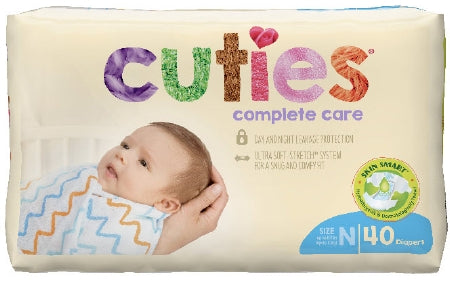 First Quality Unisex Baby Diaper Cuties® Complete Care Size 0 Disposable Heavy Absorbency - Case of 160 - CCC00-CS