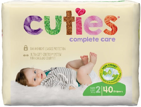 First Quality Unisex Baby Diaper Cuties® Complete Care Size 2 Disposable Heavy Absorbency - Case of 160 - CCC02-CS
