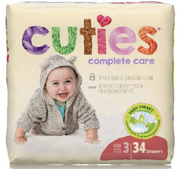 First Quality Unisex Baby Diaper Cuties® Complete Care Size 3 Disposable Heavy Absorbency - Case of 136 - CCC03-CS