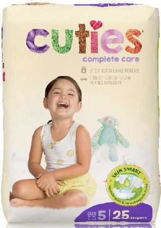 First Quality Unisex Baby Diaper Cuties® Complete Care Size 5 Disposable Heavy Absorbency - Bag of 25 - CCC05-BG