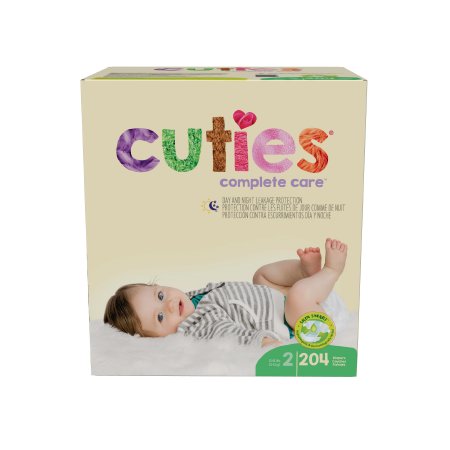 First Quality Unisex Baby Diaper Cuties® Complete Care Size 2 Disposable Heavy Absorbency - Case of 204 - CCC12-CS