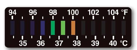 Liquid Crystal Resource Disposable Forehead Thermometer FeverScan™ 35 to 41 °C / 94 to 105 °F Line Indicator Display - Box of 100 - 492-BX