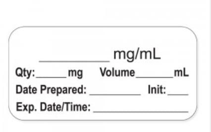 Precision Dynamics Drug Label PDC® Anesthesia Label _mg/mL Qty:_mg Volume_mL Date Prepared:_ White 3/4 X 1-1/2 Inch - Roll of 1 - LAN-2-84-RL