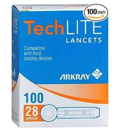 Arkay USA Lancet for Lancing Device TechLite® 28 Gauge Non-Safety Twist Off Cap Finger - Box of 100 - 08317880125-BX