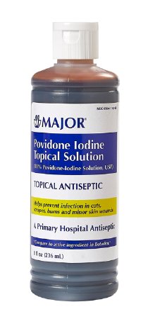 Major Pharmaceuticals Skin Prep Solution Major 8 oz. Bottle 10% Strength Povidone-Iodine NonSterile - Each - 00904110309-EA