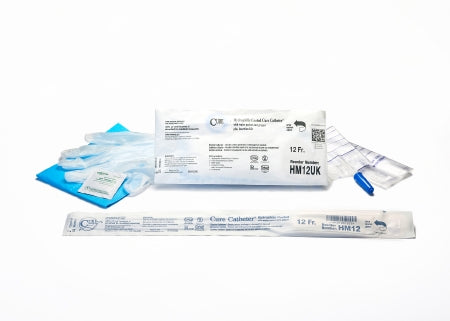 Cure Medical Intermittent Catheter Tray Cure Catheter™ Uretheral 12 Fr. Hydrophilic Coated Plastic - Case of 90 - HM12UK-CS