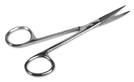 Medline Iris Scissors 4-1/2 Inch Length Floor Grade Stainless Steel Sterile Finger Ring Handle Straight Sharp Tip / Sharp Tip - Case of 50 - DYND04025-CS