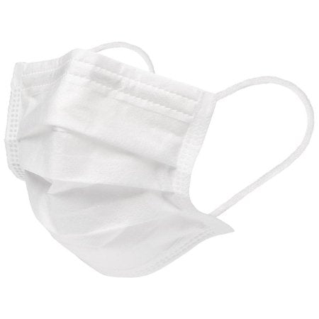 Medline Procedure Mask Curad® Pleated Earloops Child Size White NonSterile Not Rated Pediatric - Case of 600 - CUR380-CS