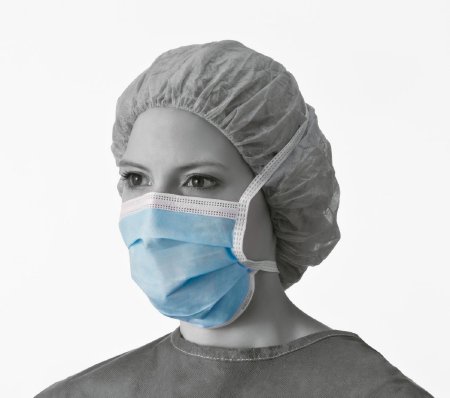 Medline Surgical Mask MEDLITE Pleated Tie Closure One Size Fits Most Blue NonSterile Not Rated Adult - Case of 300 - NON27402-CS