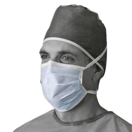 Medline Surgical Mask Pleated Tie Closure One Size Fits Most Blue NonSterile Not Rated Adult - Case of 300 - NON27600-CS