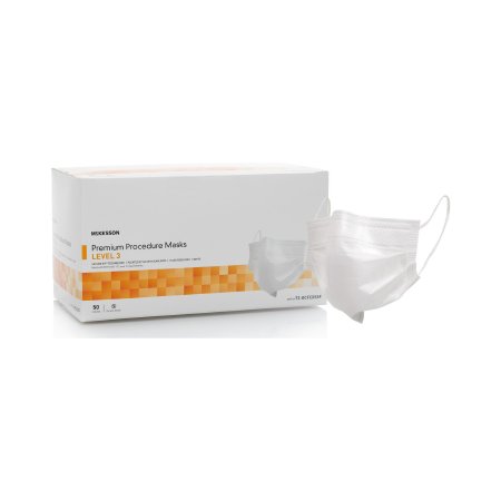 McKesson Procedure Mask McKesson Pleated Earloops One Size Fits Most White NonSterile ASTM Level 3 Adult - Case of 500 - 73-GCFCXSSF-CS