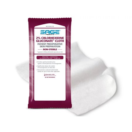 Sage Products Skin Prep Wipe Sage® 6 per Pack Soft Pack 2% Strength CHG (Chlorhexidine Gluconate) NonSterile - Case of 32 - 9707-CS