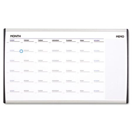 Quartet® ARC Frame Cubicle Magnetic Dry Erase Calendar, One Month Format, 30 x 18, White Surface, Silver Aluminum Frame - Each - QRT-ARCCP3018-EA