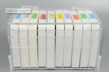 Shamrock Scientific Label and Tape Dispenser Shamrock 4-1/2 X 5 X 8-1/4 Inch Desktop Manual Pull Holds 10 Rolls For use with Multiple Label Sizes - Each - DISP-10-EA