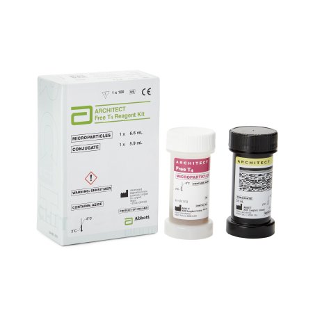 Abbott Reagent Kit Architect™ Thyroid / Metabolic Assay Free T4 For Architect i1000 and i2000 Analyzer 100 Tests R1: 6.6 mL, R2: 5.9 mL - Box of 100 - 07K6529-BX