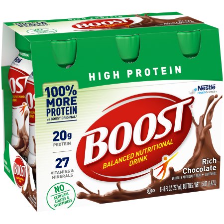 Nestle Healthcare Nutrition Oral Supplement Boost® High Protein Rich Chocolate Flavor Liquid 8 oz. Bottle - Pack of 6 - 00041679940365-PK