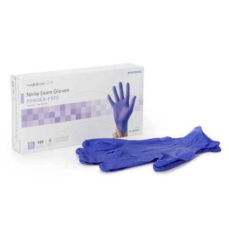 McKesson Exam Glove McKesson Confiderm® 3.0 X-Large NonSterile Nitrile Standard Cuff Length Textured Fingertips Blue Not Rated - Box of 100 - 14-6N38EC-BX