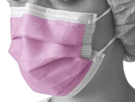 Medline Procedure Mask Anti-fog Foam Pleated Earloops One Size Fits Most Purple NonSterile ASTM Level 3 Adult - Case of 300 - NON27412EL-CS